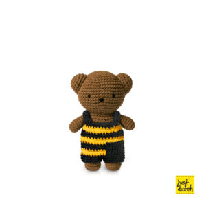 boris handmade and his striped bee overalls