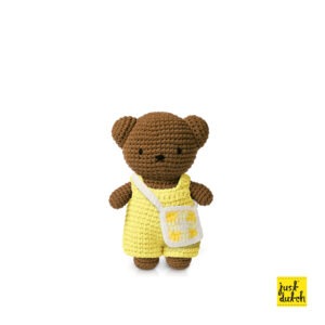 Boris handmade en zijn pastel gele ruitjes overall + tasje